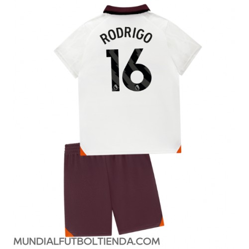 Camiseta Manchester City Rodri Hernandez #16 Segunda Equipación Replica 2023-24 para niños mangas cortas (+ Pantalones cortos)